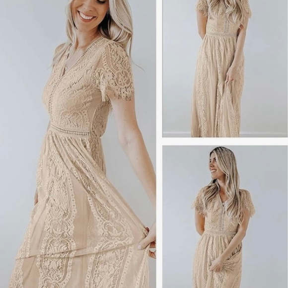 Ivory lace boho maxi dress - Picture 4 of 8
